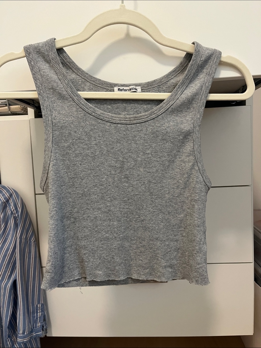 Reformation Heather Gray Ribbed Cropped Tank M